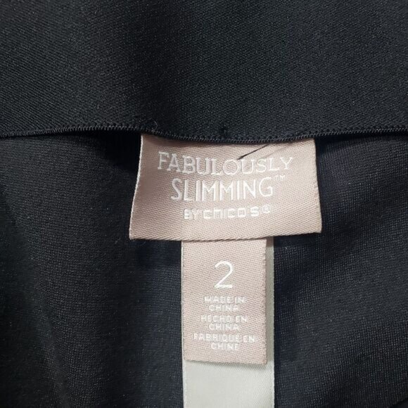 Chicos Fabulously Slimming Womens 2 Black Paisley Print Pull On Pockets - Picture 3 of 10